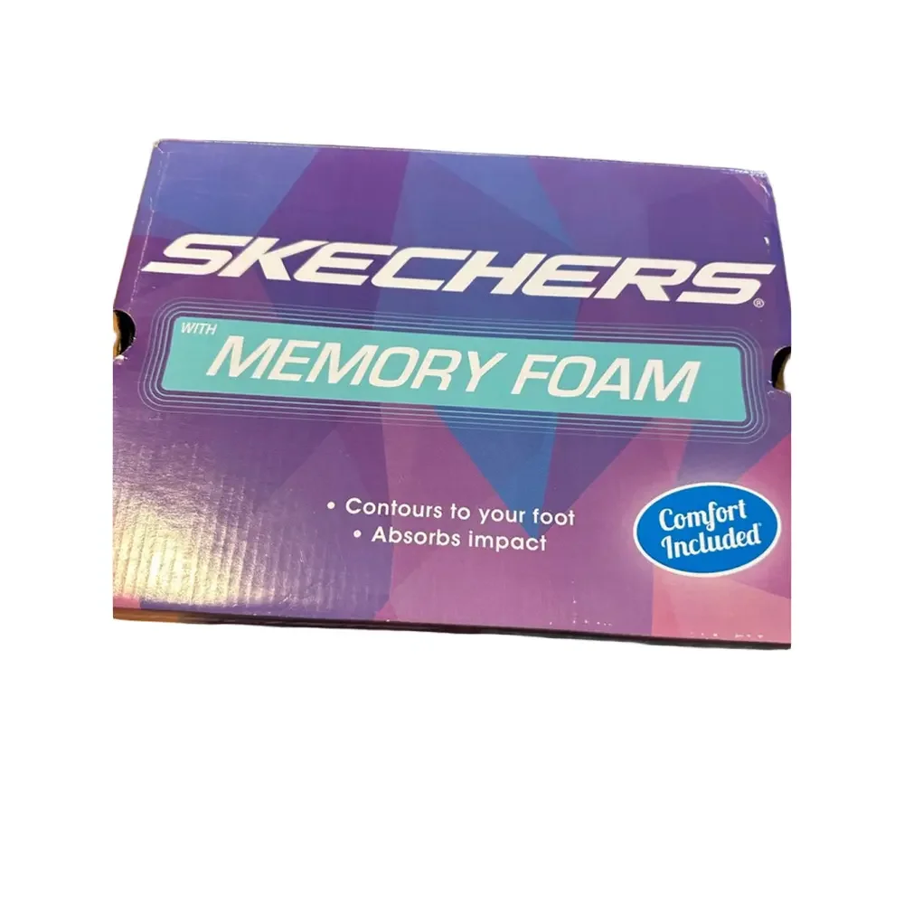 Skechers Memory Foam Sneakers Black Silver 7.5 NWT - Picture 2 of 6